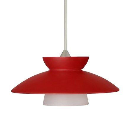 Besa Lighting Trilo 7 Cord Pendant, Red Matte, Satin Nickel Finish, 1x5W LED 1XT-271831-LED-SN